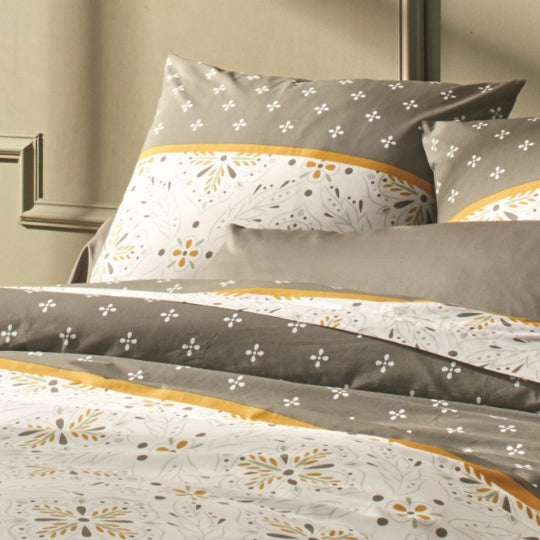 Housse de couette + 2 taies d'oreiller 63x63 Percale 80 fils Tily Havane
