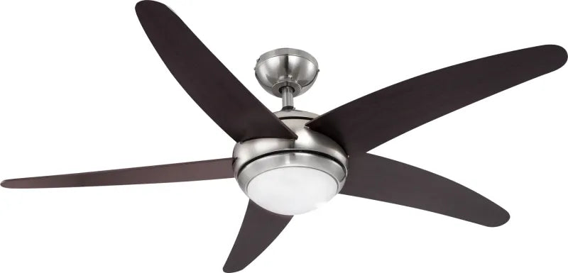 Ventilateur métal nickel mat et lampe - Fabiola