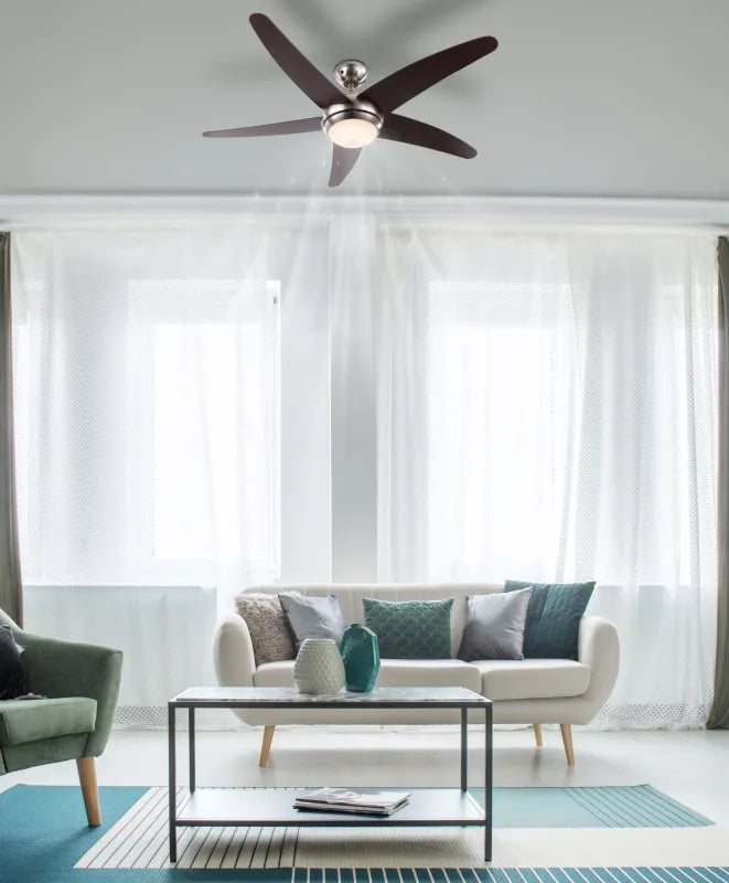 Ventilateur métal nickel mat et lampe - Fabiola