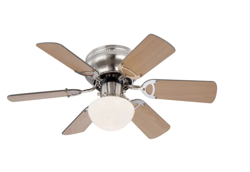 Ventilateur métal nickel mat et lampe - Ugo