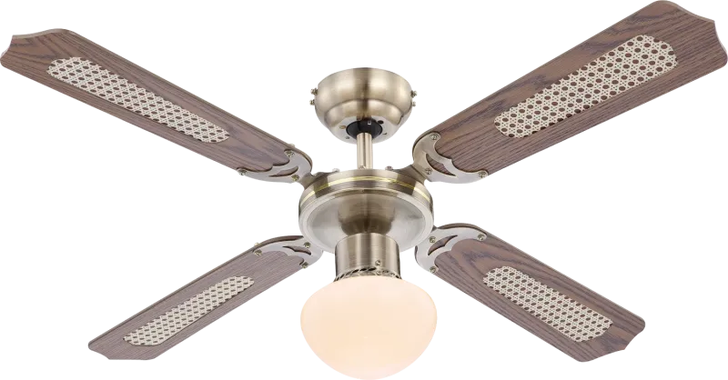 Ventilateur métal laiton ancien et lampe - Champion