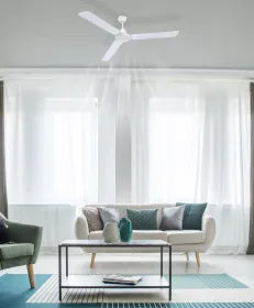 Ventilateur métal blanc et lampe - Ferro