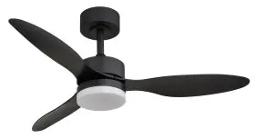 Ventilateur de plafond métal noir mat et lampe - Blackwell