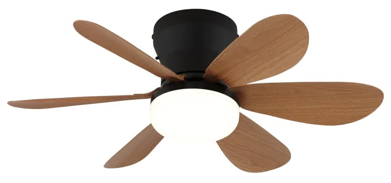 Ventilateur de plafond métal noir mat et lampe - Delores