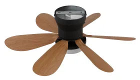 Ventilateur de plafond métal noir mat et lampe - Delores