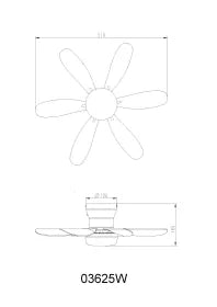 Ventilateur de plafond métal blanc - Delores