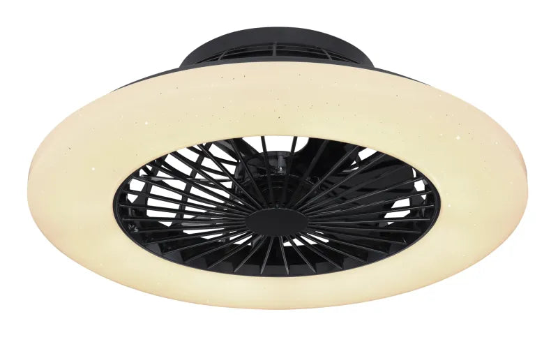 Ventilateur de plafond métal noir et lampe - Travo