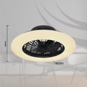 Ventilateur de plafond métal noir et lampe - Travo