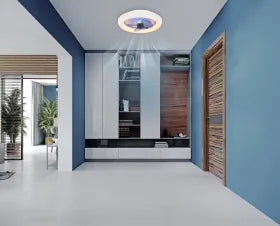 Ventilateur de plafond métal blanc et lampe - Joey