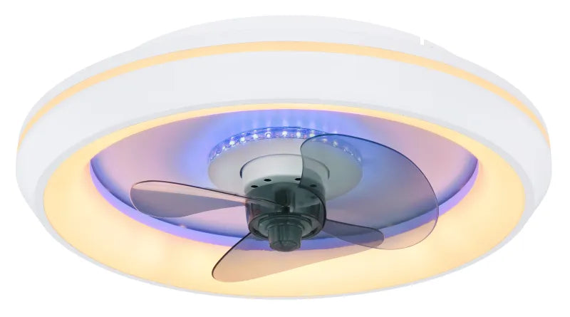 Ventilateur de plafond métal blanc et lampe - Joey