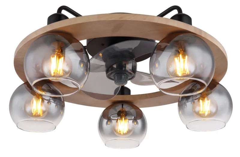Ventilateur métal noir mat et lampe - Lamotta