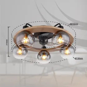 Ventilateur métal noir mat et lampe - Lamotta