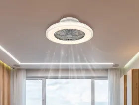 Ventilateur de plafond métal chromé et lampe - Corusso