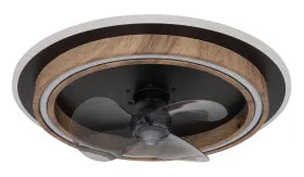 Ventilateur de plafond métal noir mat et lampe - Bozan