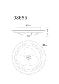 Ventilateur de plafond métal noir mat et lampe - Bozan