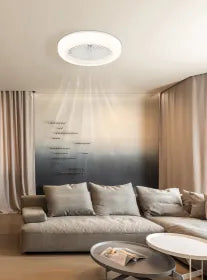 Ventilateur de plafond plastique blanc mat et lampe - Ferrell
