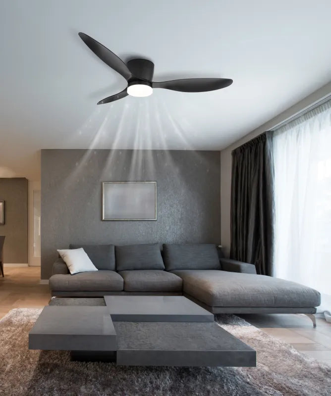 Ventilateur de plafond métal noir mat et lampe - Armando