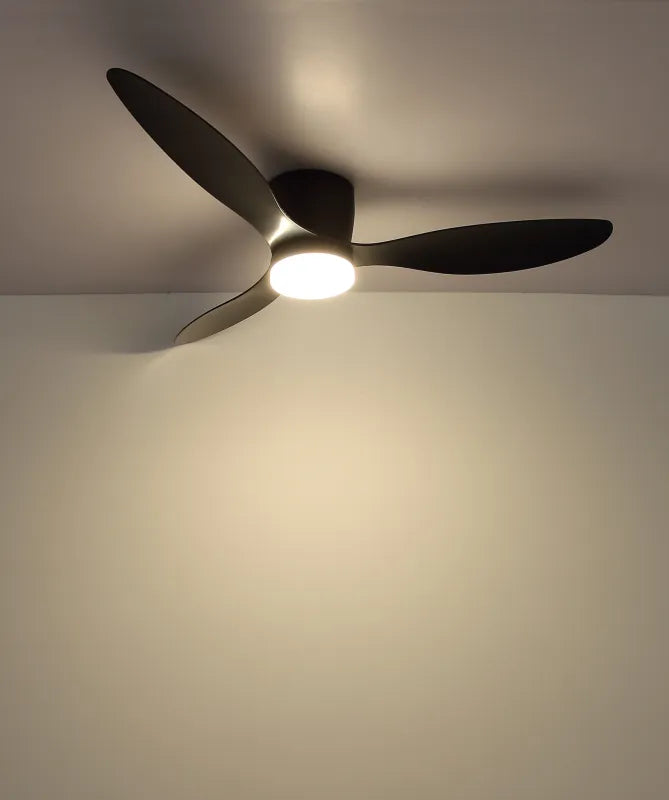 Ventilateur de plafond métal noir mat et lampe - Armando