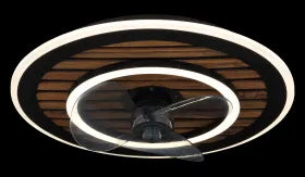 Ventilateur de plafond métal noir mat et lampe - Trevino