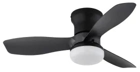 Ventilateur de plafond plastique noir mat et lampe - Irwin