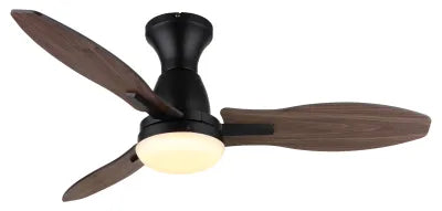 Ventilateur de plafond métal noir mat et lampe - Gale