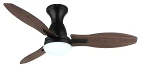 Ventilateur de plafond métal noir mat et lampe - Gale