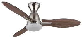 Ventilateur de plafond métal nickel mat et lampe - Gale