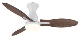 Ventilateur de plafond métal blanc mat et lampe - Gale