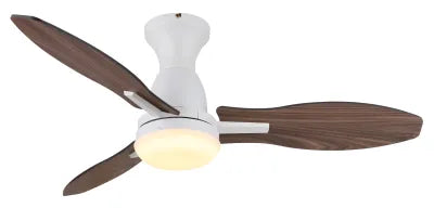 Ventilateur de plafond métal blanc mat et lampe - Gale