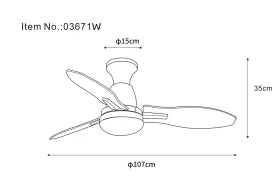 Ventilateur de plafond métal blanc mat et lampe - Gale