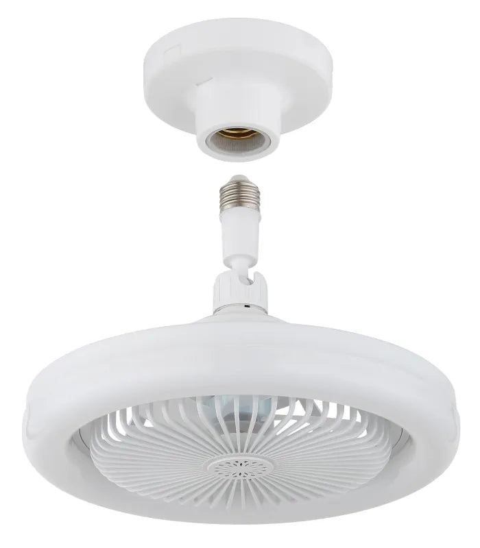 Ventilateur de plafond plastique blanc mat et lampe - Lidea