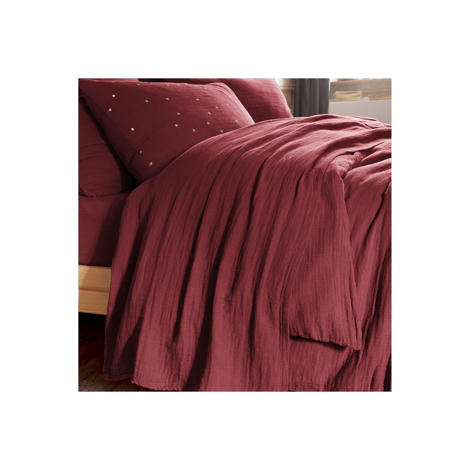 Drap plat Gaze de coton Lie de vin
