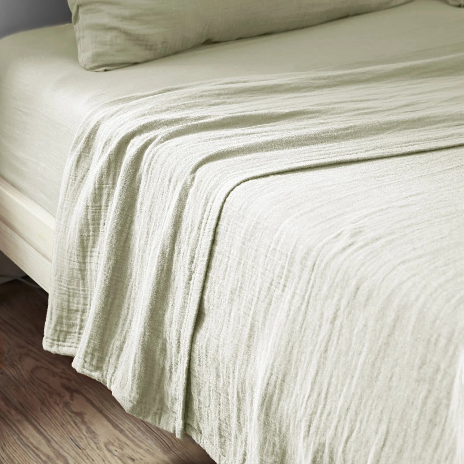 Drap plat Gaze de coton Vert d'eau