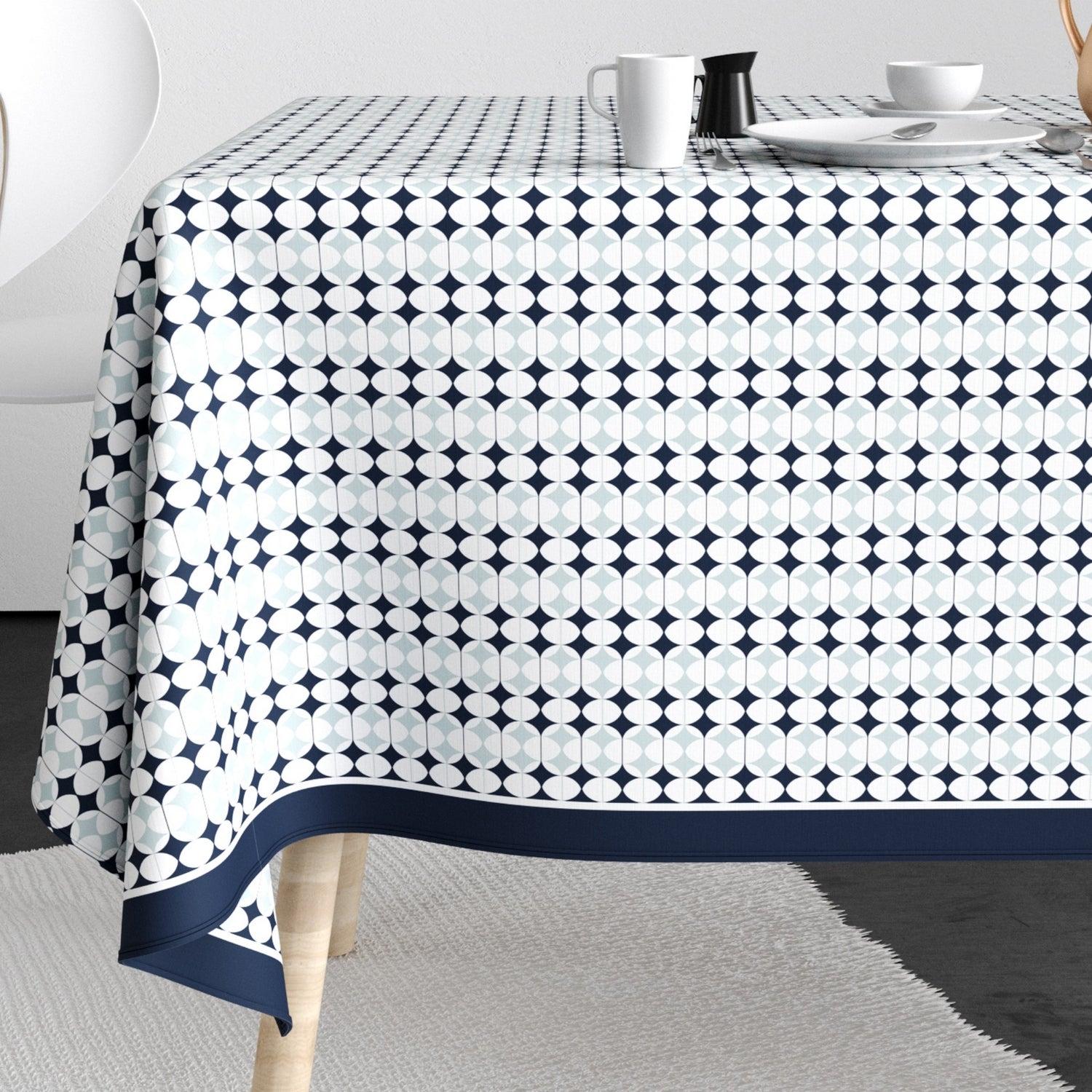 Nappe rectangulaire anti tache- 140x250 cm - Coton Verana