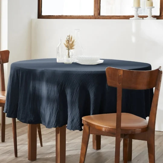 Nappe ronde - 180x180 cm - Gaze de Coton - Minuit