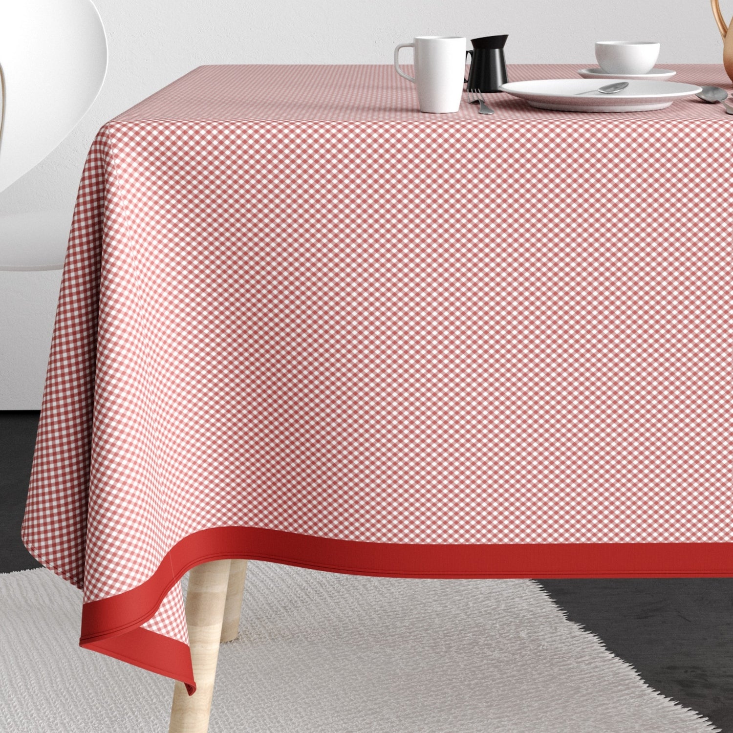 Nappe rectangulaire anti tache - 140x250 cm - Coton - Vicha Brique