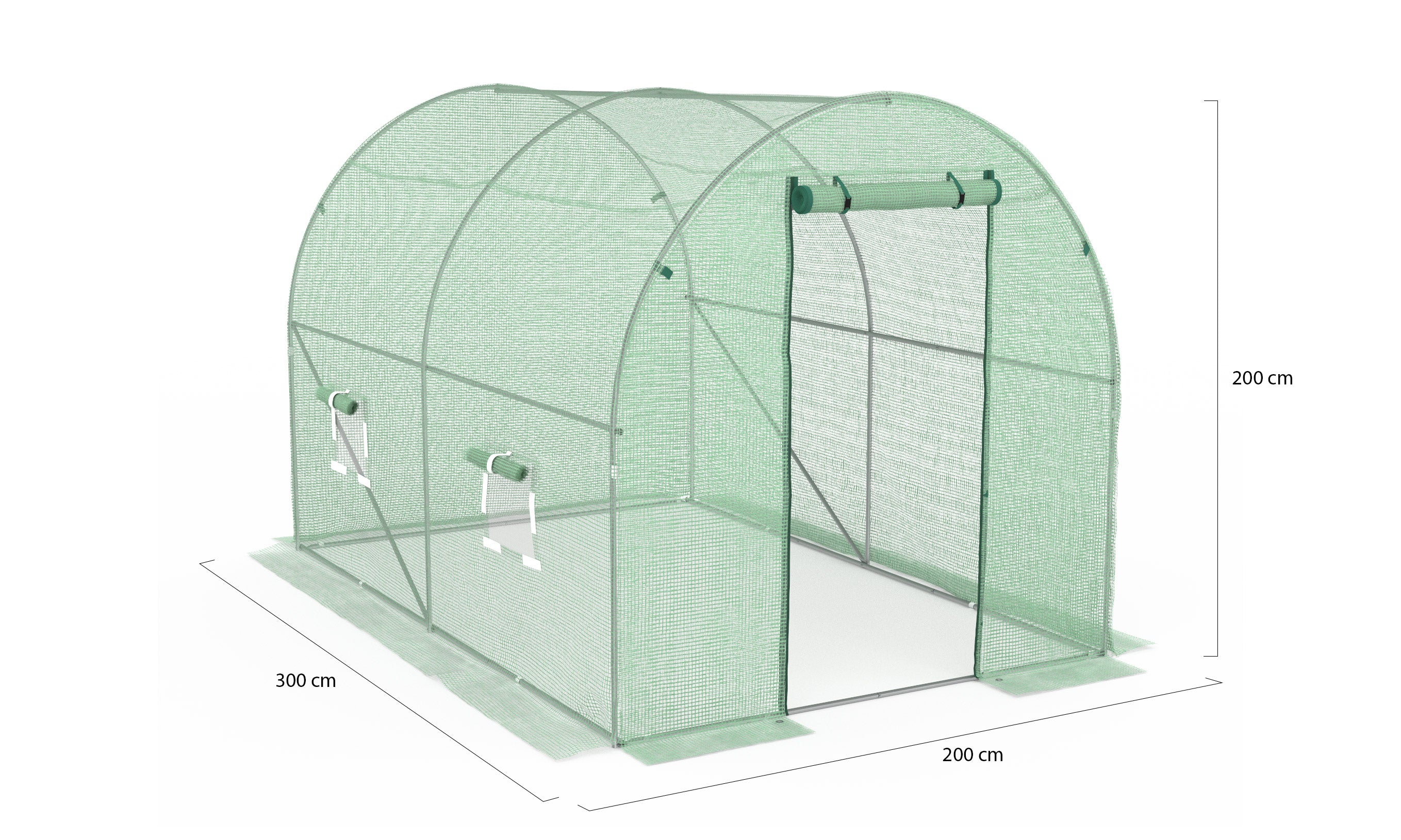Serre tunnel de jardin 3x2m verte bâche renforcée 130 gr/m² - gamme maraîchère