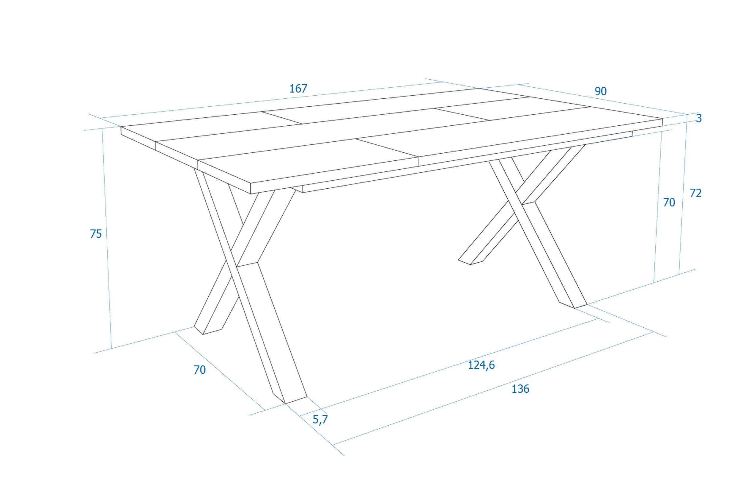 Table à manger, 8 personnes, 170 cm