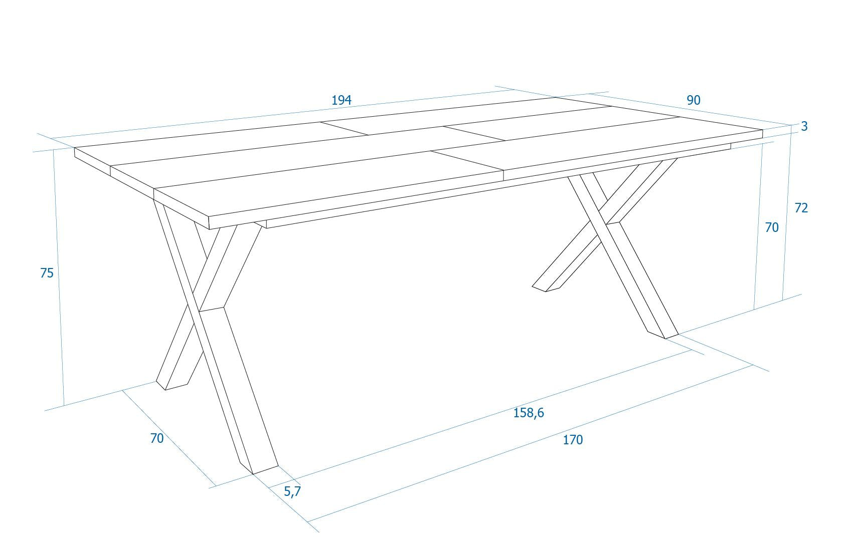 Table à manger, 10 personnes, 200 cm
