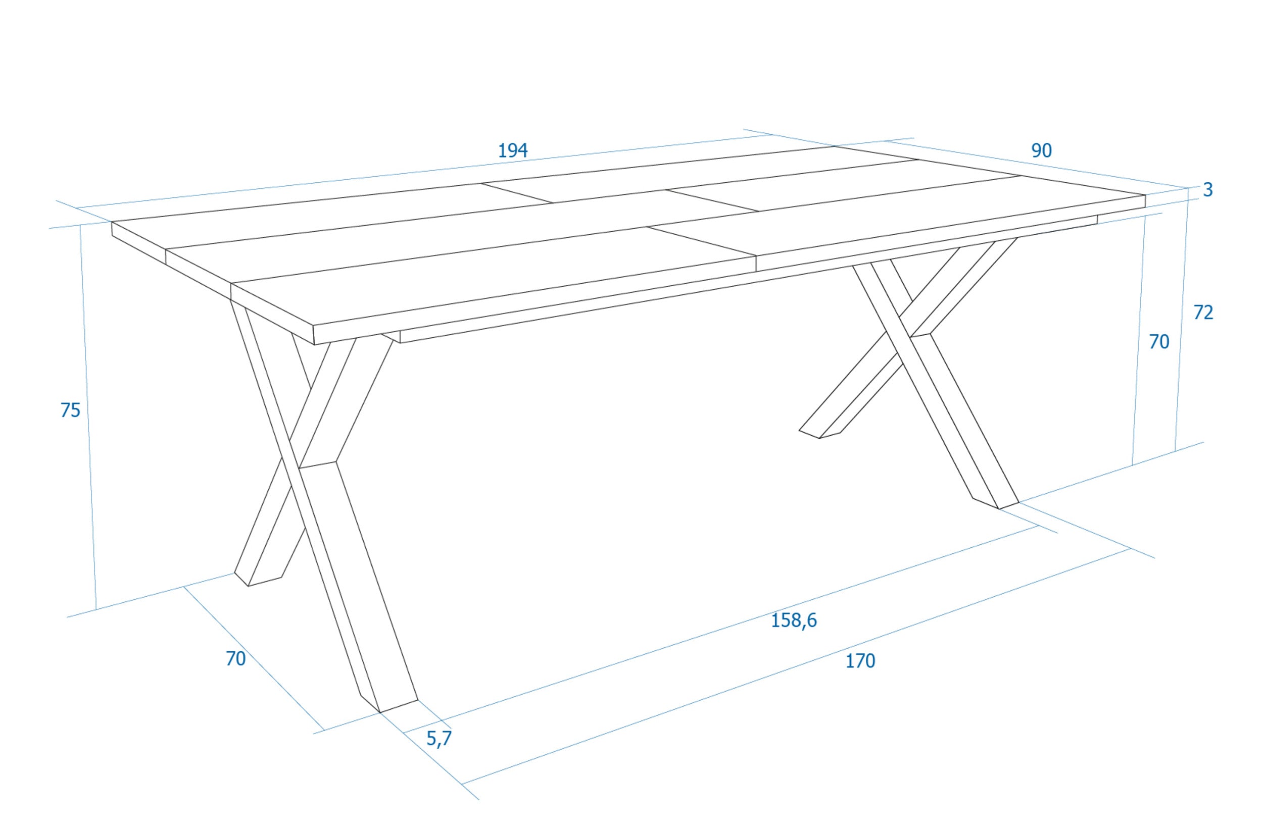Table à manger, 10 personnes, 200 cm