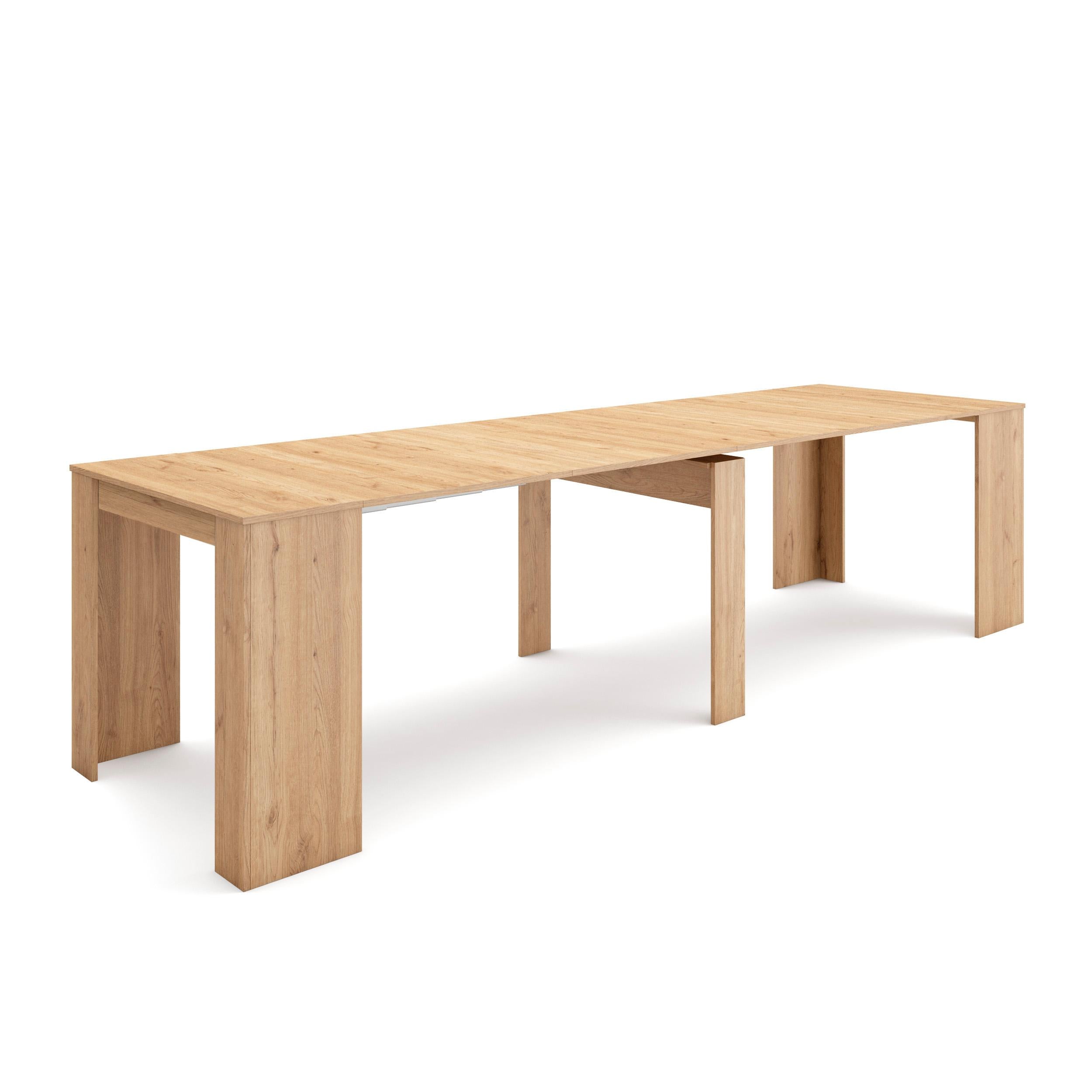 Table console extensible jusqu'à 302 cm - Pour 14 personnes - Chêne
