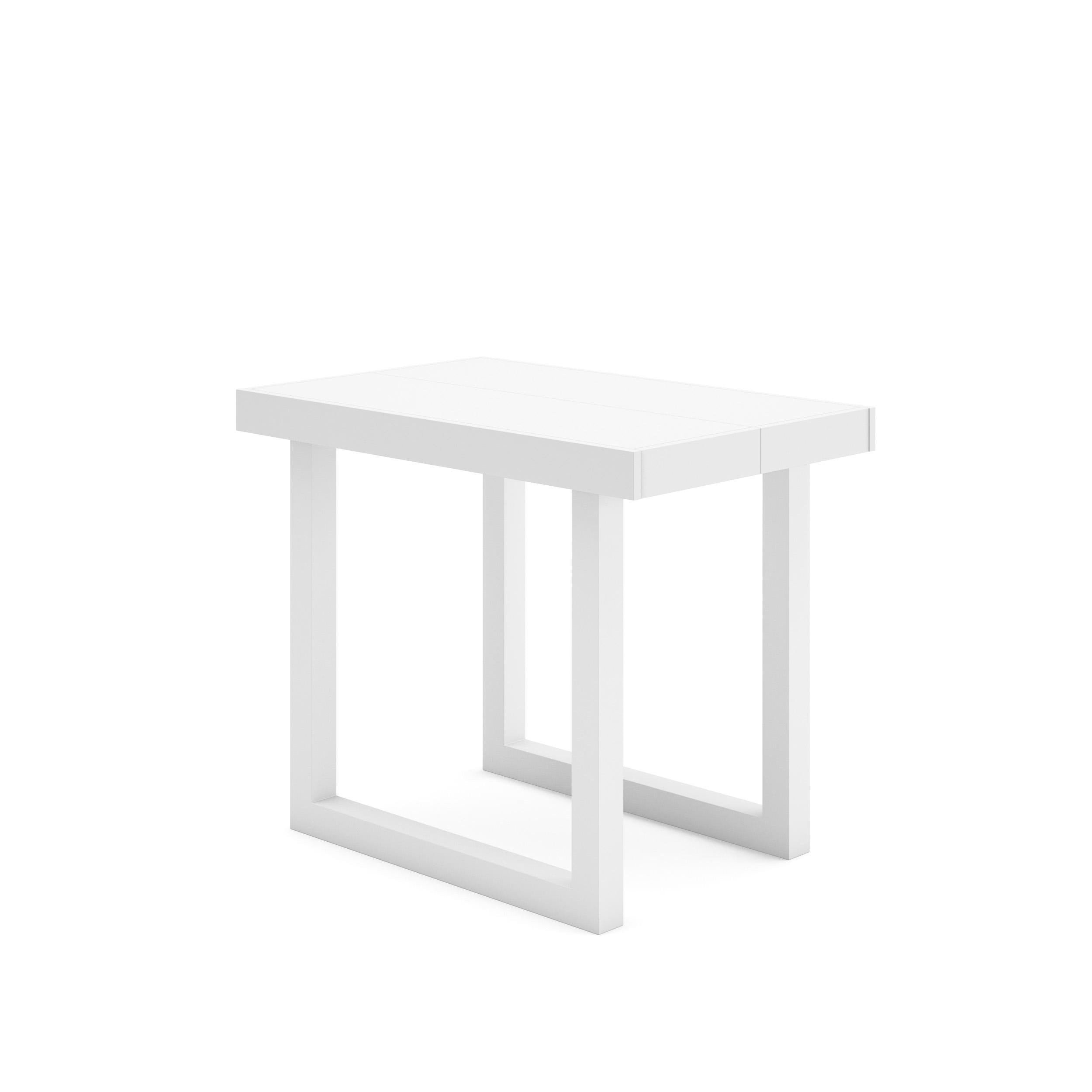 Table console extensible blanche 300 cm – Jusqu’à 14 personnes – Pieds en bois massif blancs en U