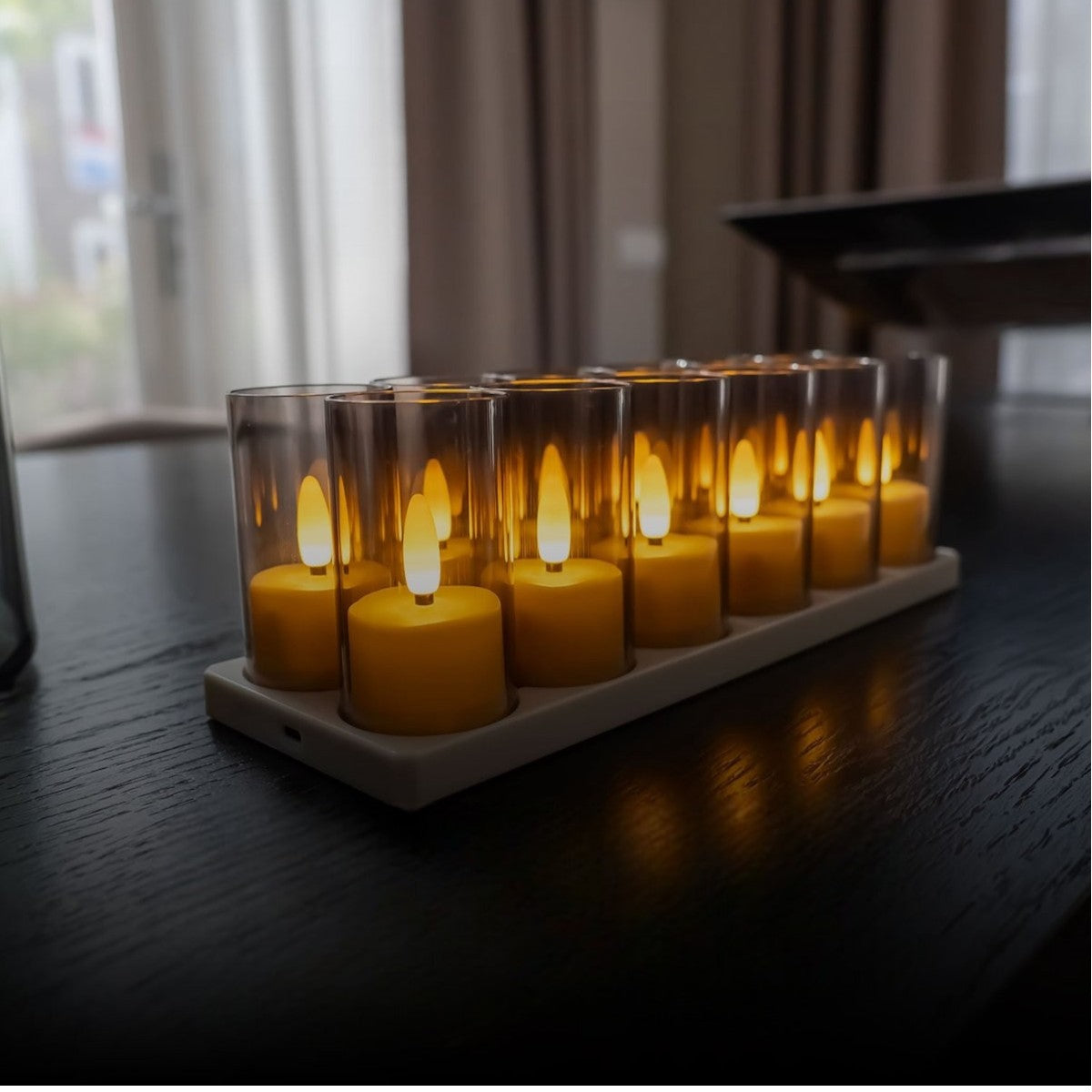 Lot de 12 Bougies chauffe-plat chauffe-plat rechargeables - Bougies LED avec flamme mobile - Télécommande incluse