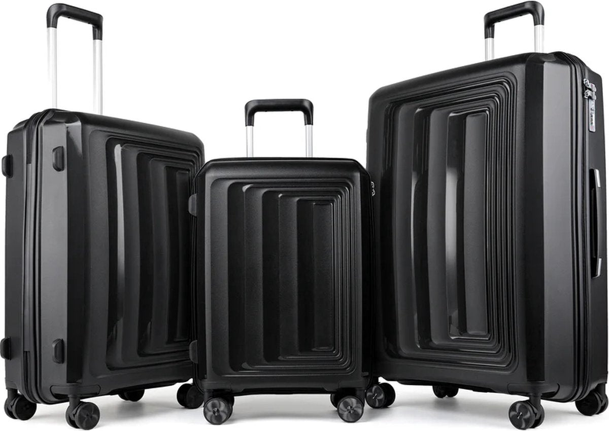 Set 3 valises 36-67-98 litres ABS avec 4 roulettes Noir