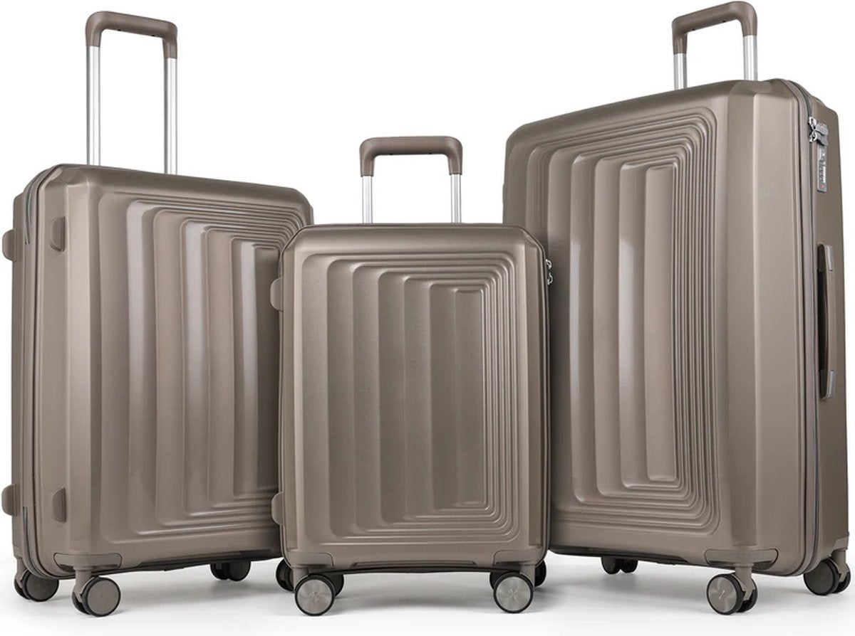 Set 3 valises 36-67-98 litres ABS avec 4 roulettes Champagne