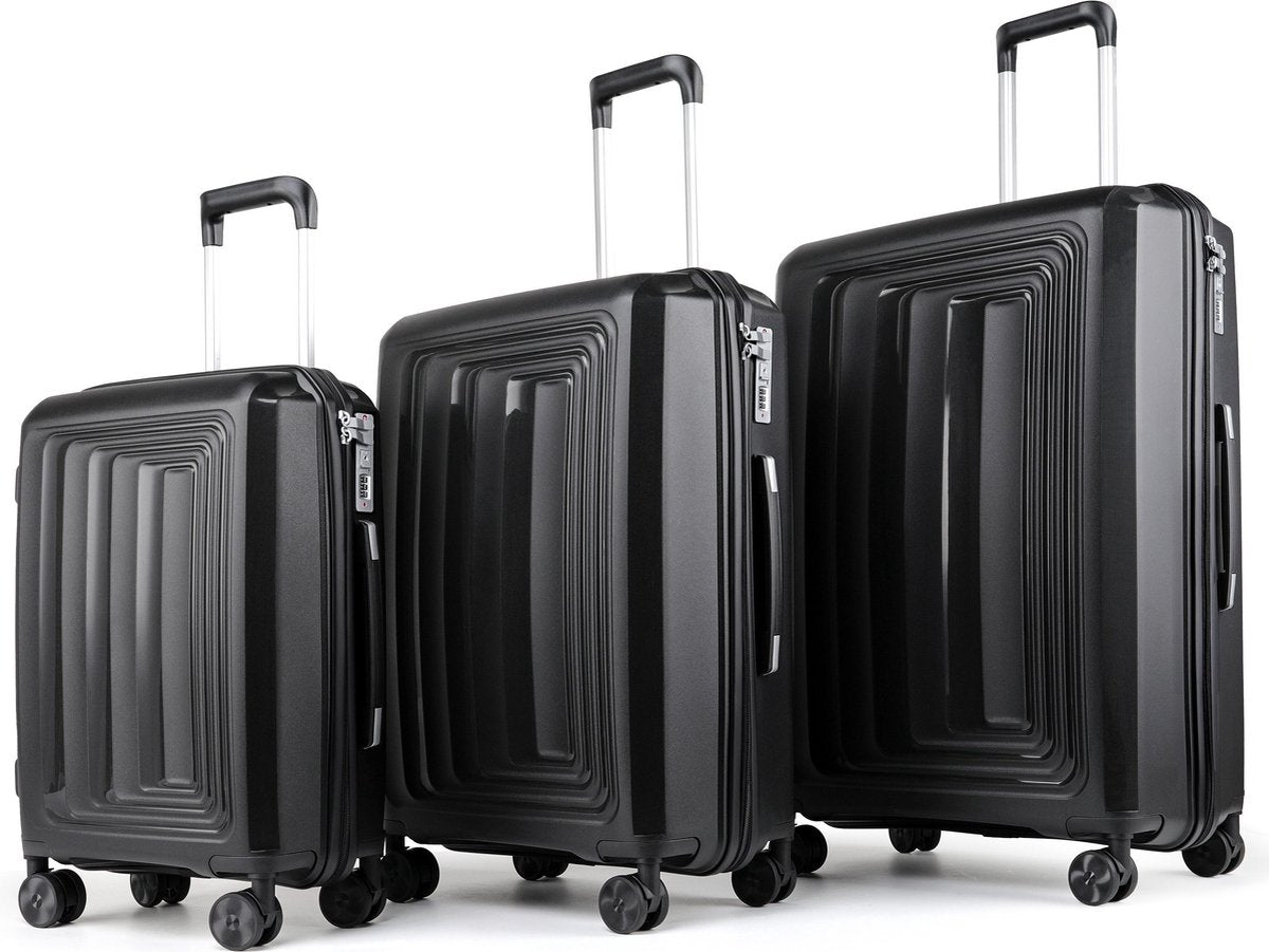 Set 3 valises 36-67-98 litres ABS avec 4 roulettes Noir