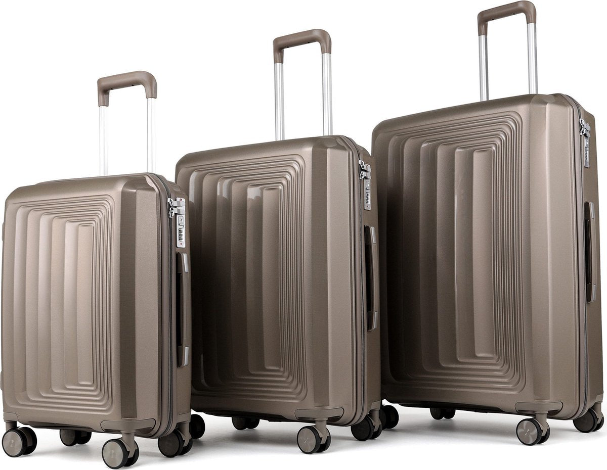 Set 3 valises 36-67-98 litres ABS avec 4 roulettes Champagne
