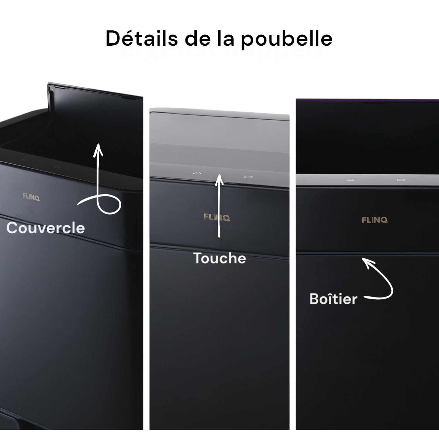 Poubelle de tri sélectif 3 bacs - Détecteur de mouvement - Senzaro 60L - Noire