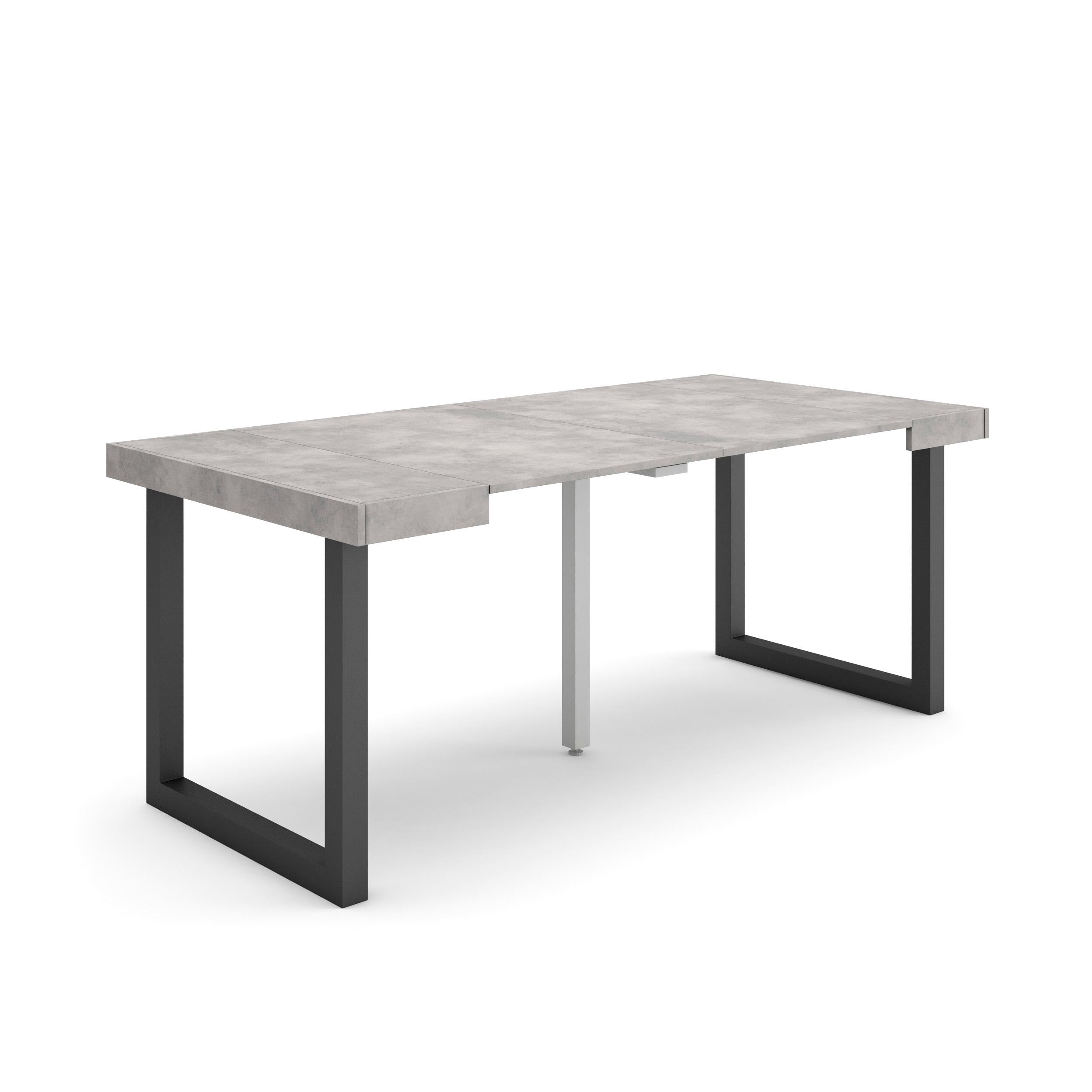 Table console extensible blanche 180 cm - Jusqu’à 8 personnes - Pieds en bois massif noirs en U