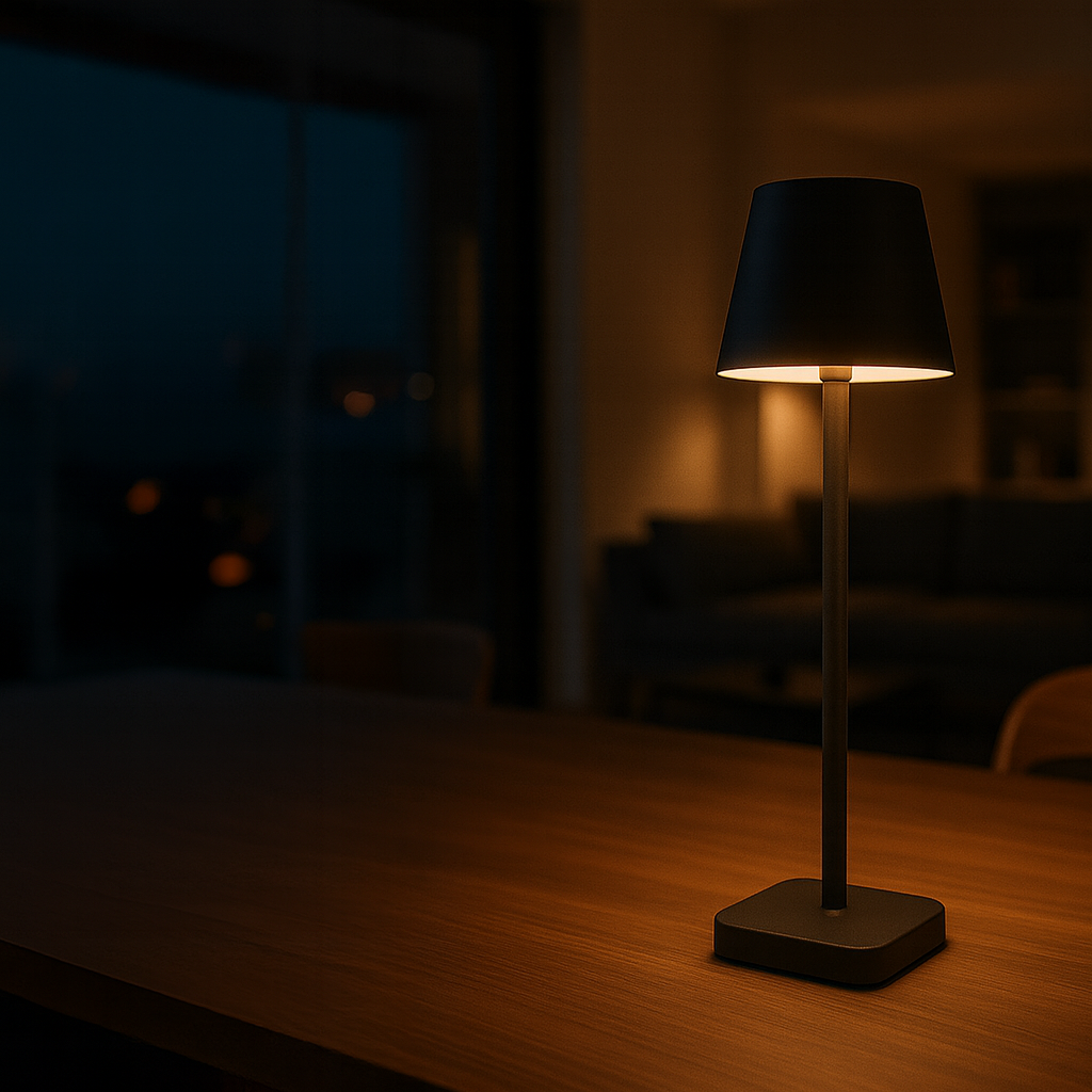 FlinQ - Lampe de table - Rechargeable - Intensité variable avec mode mémoire - 3 niveaux d'éclairage - 38 cm - Noire